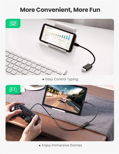 Vista 4 de UGREEN Cable Micro USB 2.0 OTG On The Go Adaptador Macho Micro USB a Hembra USB Compatible con Teléfono Samsung S7 S6 Edge S4 S3 LG G4 Controlador