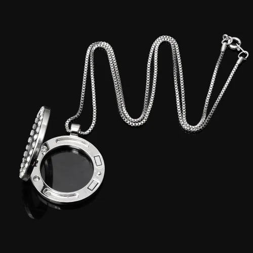 Vista 4 de RUBYCA - Collar con colgante de cristal redondo flotante con memoria, 20.0in, Vidrio, 10 pcs