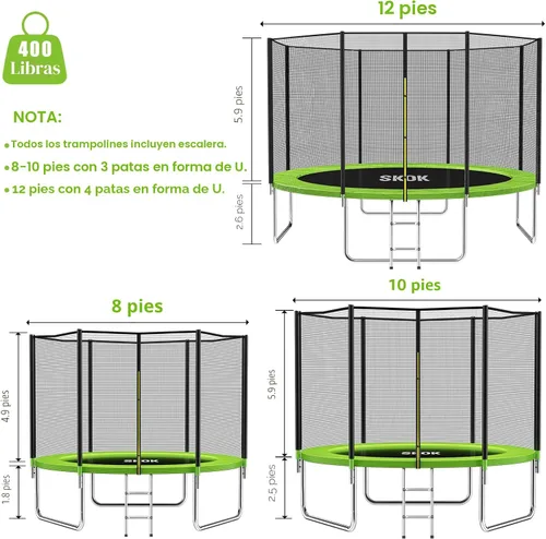 Vista 8 de SKOK Trampoline for Kids,400LBS Outdoor Trampoline with Net-ASTM Approved Trampoline for Children and Adults