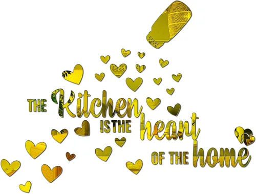 Vista 9 de The Kitchen is The Heart of The Home - Adhesivo de pared de espejo, calcomanía de pared de acrílico para cocina, citas inspiradoras, decoración