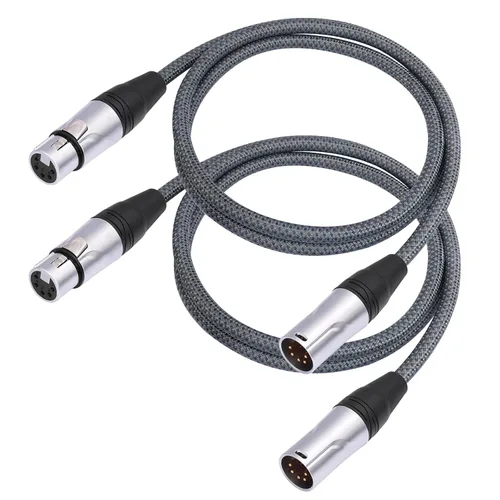 Vista 11 de Cable XLR macho a hembra DMX512 de 1 pie, 5 pines macho a hembra DMX512, DMX-512 XLR de 5 pines macho a hembra, paquete de 2