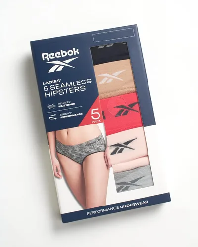 Vista 2 de Reebok Ropa interior para mujer, paquete de 5 calzoncillos hipster sin costuras (S-XL)