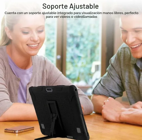 Vista 5 de Funda para tablet ZZB ZB10 / JUNYANG de 10.1 pulgadas, funda protectora de silicona suave, apta para niños, funda de tableta con soporte ajustable