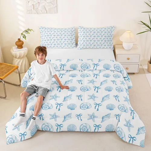 Vista 54 de Juego de edredón Lake Home Camper tamaño King, juego de ropa de cama náutica con ancla para niños, niñas, niños, adultos, decoración de dormitorio