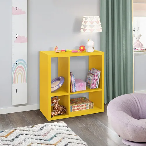 Vista 9 de Kings Brand Furniture - Katelyn - Estantería abierta de 4 cubos, organizador de almacenamiento de juguetes para niños (azul)