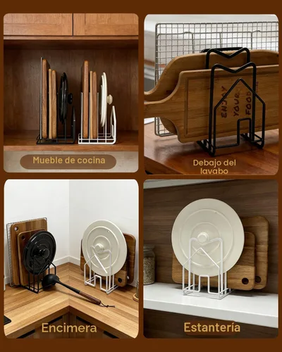 Vista 7 de SUNFICON Estante para Tabla de Cortar Organizador de Tabla de Cortar Soporte Organizador para Encimera de Cocina Estante Organizador para Ollas