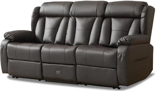 Vista 19 de Sofá biplaza reclinable manual de 110 pulgadas, sillón reclinable de 4 asientos con consola, mesa plegable y salidas integradas, sofá reclinable
