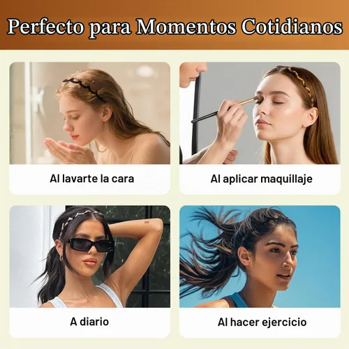 Vista 7 de 3 bandas para el cabello de metal con resorte ondulado (3 piezas)..