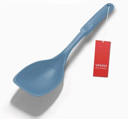 Vista 10 de Cuchara de cocina grande de silicona, juego de cuchara sólida antiadherente con tazón profundo y marca de medición para mezclar, servir, escurrir
