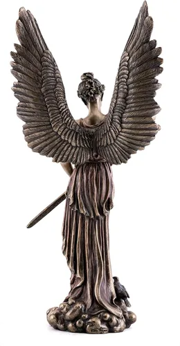 Vista 3 de Top Collection Estatua del ángel de la paz con espada, escultura de la dama de Fátima en bronce fundido en frío de primera calidad, figura