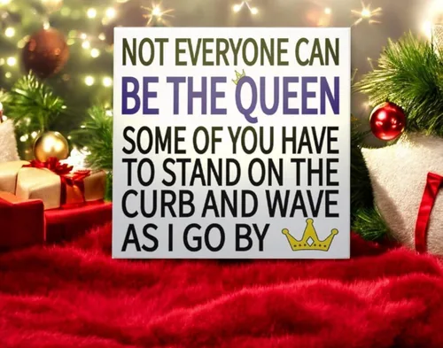 Vista 8 de JennyGems Letreros divertidos – Not Everyone Can Be The Queen, Some of You Have to Sit on The Curb and Wave as I Go By – Divertido regalo de reina