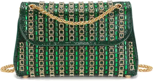Vista 12 de Bolsos de mano con diamantes de imitación para mujer, bolsos de hombro con cadena, bolsas de noche brillantes para cóctel, graduación, fiesta, boda