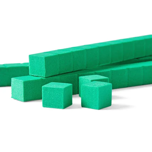 Vista 5 de hand2mind Juego completo de diez bloques de base de espuma verde, bloques de valor de lugar, cubos de conteo para matemáticas de niños, base de 10
