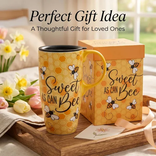 Vista 5 de Topadorn Taza de viaje de cerámica con tapa y asa para hombres y mujeres, para trabajo de oficina, apta para microondas y lavavajillas, 17 onzas