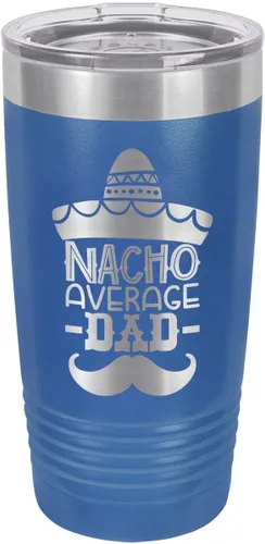 Vista 10 de NACHO AVERAGE DAD BLACK Vaso de bebida de 20 onzas con pajita Taza de viaje grabada con láser Comparar con Yeti Rambler Idea de regalo papá