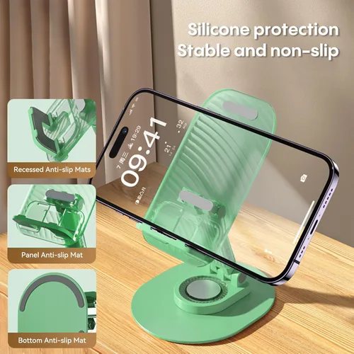 Vista 4 de Soporte plegable para teléfono de escritorio, soporte para teléfono en el escritorio compatible con iPhone 15, 14, 13 Pro Max Mini, adecuado