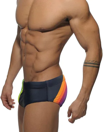 Vista 2 de Bañador de natación con almohadilla push-up para hombre, con relleno, arco iris, sexy, baño de sol, surf