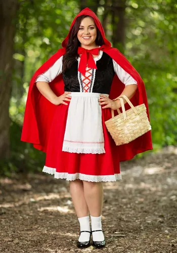 Vista 2 de Plus Size Little Red Riding Hood Costume for Women Red Riding Hood Dress and Cape Outfit 1X ? 8X