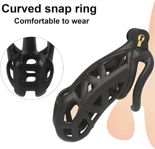 Vista 2 de Dispositivo de castidad masculina 2.0 jaula para pene masculino con 4 tamaños de anillos y bloqueo invisible, jaula de castidad ligera para hombre