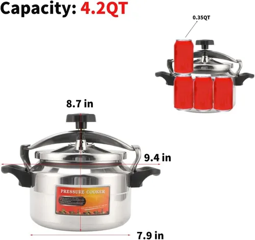 Vista 6 de Olla a presión de 4L, aleación de aluminio que cocina a prueba de explosiones a presión universalmente adecuada para estufas de gas, estufa superior