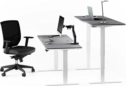 Vista 6 de BDI Furniture Centro - Escritorio elevador de pie, 60 x 24 pulgadas, blanco satinado, gris