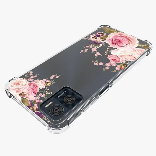 Vista 5 de Funda de teléfono para Motorola E22, Moto E22i XT2239, funda delgada a prueba de golpes con patrón floral transparente flexible TPU funda protectora