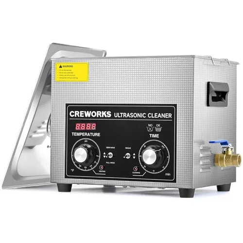Vista 14 de CREWORKS Limpiador ultrasónico de 2 litros con Degas y modos suaves, máquina de limpieza ultrasónica de acero inoxidable de 60 W con calentador