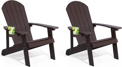 Vista 19 de Silla Adirondack, sillas de plástico resistentes a todo tipo de clima, con soporte para tazas, 5 pasos fáciles de instalar, sillas de exterior