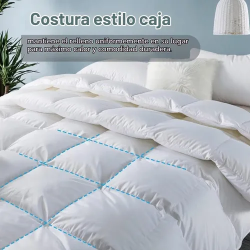 Vista 6 de WhatsBedding Edredón de plumas tamaño King, relleno de plumas y plumón, relleno de edredón blanco, edredón de lujo de la colección de hotel, funda