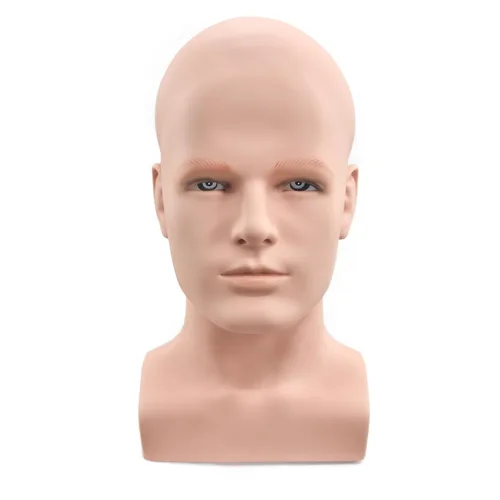 Vista 14 de FanLin Cabeza de maniquí masculino profesional para exhibir pelucas, sombreros, máscara de auriculares, gafas de sol, joyería y soporte de Azul
