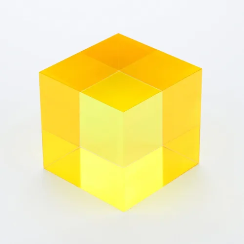 Vista 2 de CMY Cubes The Y Cube (1.969 in) - Cubo de tono amarillo - Cubo de color óptico - Pulido con diamante - enseña la mezcla de colores sustractiva
