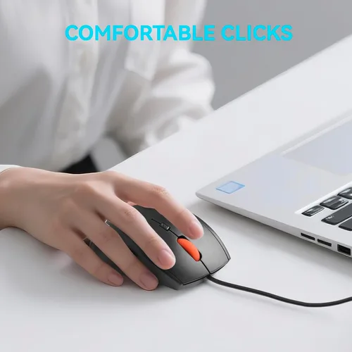 Vista 11 de ONE-UP Mouse de oficina con cable, diseño ergonómico, agarre de silicona antideslizante, 600/1000/1600 DPI ajustable, cable de 5 pies, compatible