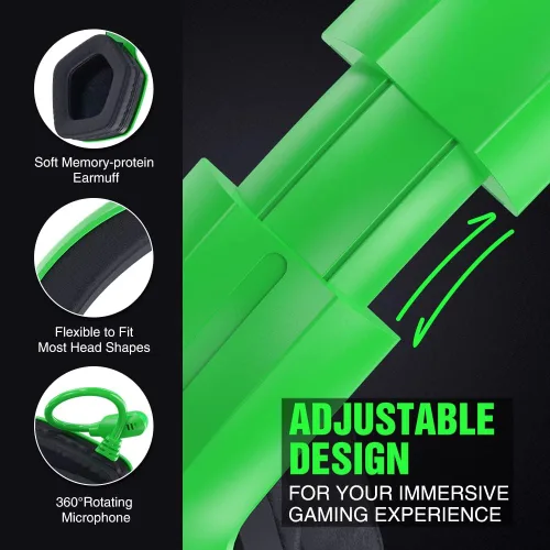 Vista 4 de BENGOO G9700 Auriculares para juegos para PS4 PS5 Xbox One PC Controller, cancelación de ruido sobre la oreja Auriculares con micrófono, luz LED