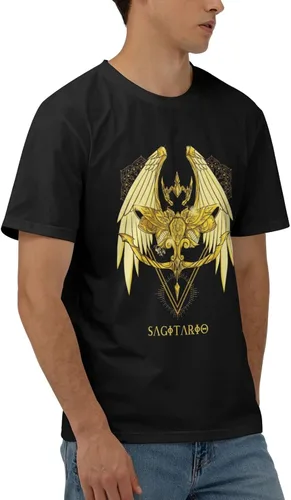 Vista 3 de KGDHjuei Camiseta de algodón de manga corta para hombre, camiseta de Sagitario de manga corta con cuello redondo y manga corta.