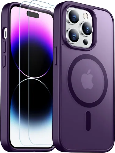 Vista 191 de SPIDERCASE Funda magnética translúcida diseñada para iPhone 11, con 2 protectores de pantalla de vidrio templado, antihuellas, para iPhone 11 de 6.1