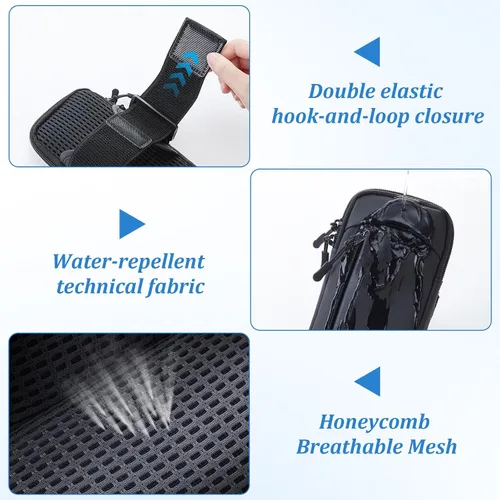 Vista 6 de Soporte para teléfono celular con banda para el brazo, bolsa cruzada 2 en 1 para correr y caminar Hands-free carrying, breathable mesh back
