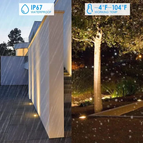 Vista 4 de Luces de pozo de 5 W, 12-24 V LED en el suelo de bajo voltaje con conectores, iluminación de paisaje impermeable IP67, luces de pavimentación