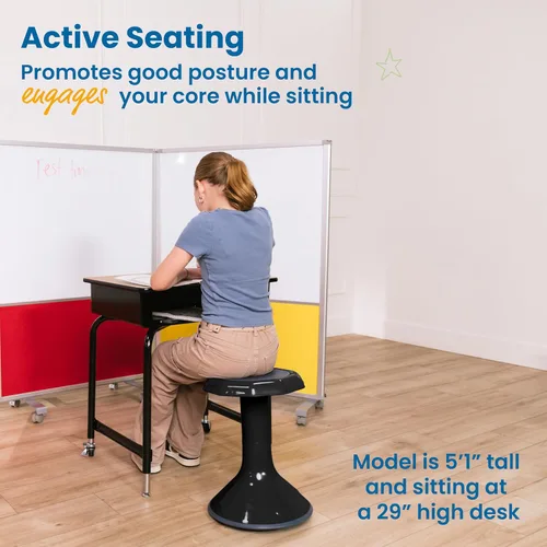Vista 4 de ECR4Kids ACE Active Core Engagement Taburete Tambaleante, Altura del Asiento de 18 Pulgadas, Asientos Flexibles, Negro