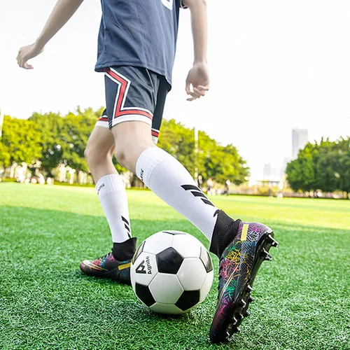 Vista 6 de Zapatos de fútbol para hombre, tacos de fútbol altos, con cordones, antideslizantes, para exteriores, AGFG, béisbol, lacrosse, rugby, botas