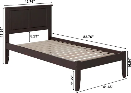 Vista 2 de Atlantic Furniture AR8611001 Madison - Cama de plataforma con tabla de pie abierto, tamaño individual XL, color espresso