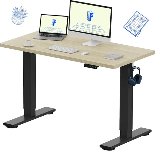 Vista 28 de FLEXISPOT EN1 - Escritorio de pie de una pieza, 40"x24" de escritorio sin costuras, eléctrico, altura ajustable para oficina en casa, salas de Negro