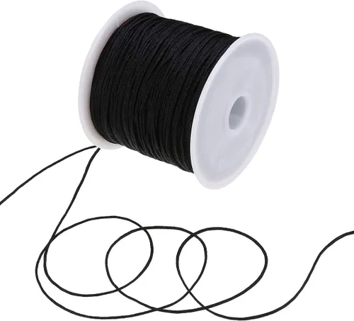 Vista 2 de Cordón de nailon de 0.031 in, hilo de nudo chino macramé pulsera de cola de rata trenzada (negro) Hilo chino nudo macramé pulsera de cola de rata