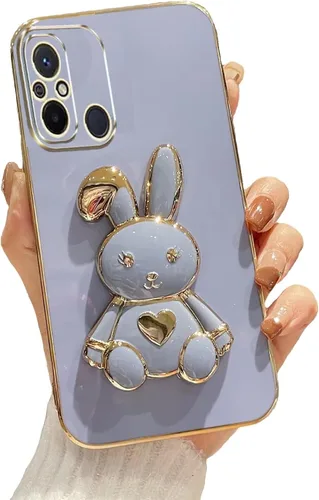 Vista 76 de Funda con soporte de conejo de corazón para Xiaomi Redmi A1, galvanizado suave TPU protector delgado a prueba de golpes con lindo conejito soporte