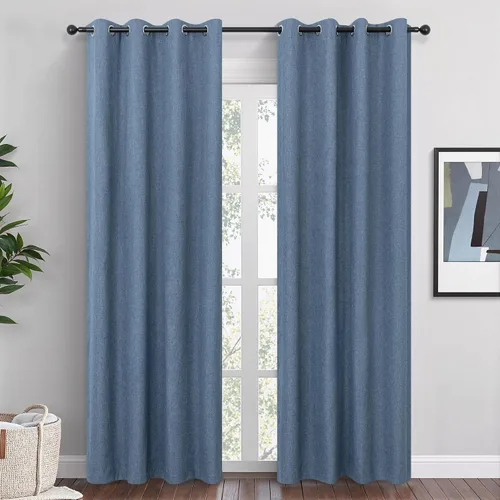 Vista 13 de Cortinas opacas cortas de lino pequeñas de 54 pulgadas de largo, juego de 2 paneles para dormitorio, sala de estar, con ojales, 100% opacas de lino
