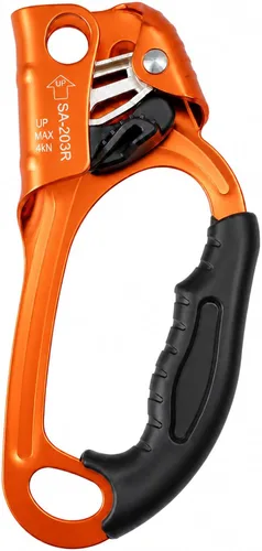 Vista 13 de Ascensor de mano CE, equipo de engranaje de rapel de 308.6 lbs con mango de goma ergonómico para arbolista de árboles de escalada en roca