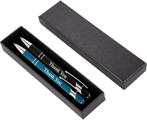 Vista 5 de Express Pencils Thank You - Juego de 2 bolígrafos de metal suave al tacto con caja de regalo, 2 en 1 combo de bolígrafos para eventos, apreciación