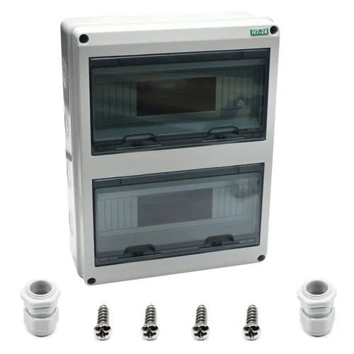 Vista 13 de Fielect Caja de protección de distribución MCB de 2 vías con riel DIN, caja eléctrica de disyuntor de plástico ABS y cubierta transparente IP65
