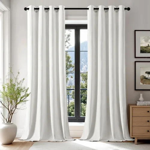 Vista 21 de EMEMA Cortinas de terciopelo negro, 2 paneles de 40 x 63 pulgadas de largo, bolsillo trasero para barra