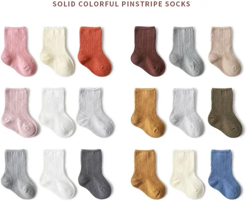 Vista 6 de Calcetines unisex para bebés, calcetines elásticos de algodón para niños y niñas, de 0 a 36 meses
