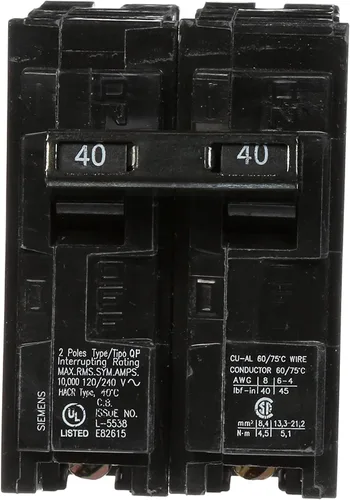 Vista 2 de Siemens Q240 - Disyuntor QP tipo doble polo de 40 amperios, negro